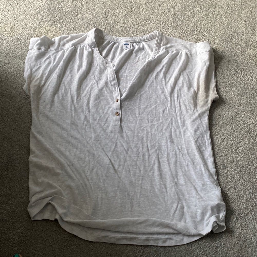 Old navy white Henley with brown buttons size M